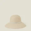 Accessorize Embroidered Straw Sun Hat