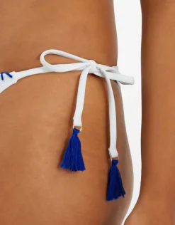 Accessorize Embroidered Tie Bikini Bottoms Blue