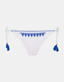 Accessorize Embroidered Tie Bikini Bottoms Blue