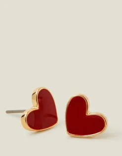 Accessorize Enamel Heart Stud Earrings