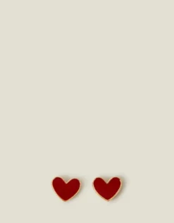 Accessorize Enamel Heart Stud Earrings