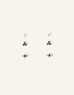 Accessorize Evil Eye Stud Earrings Set of Three