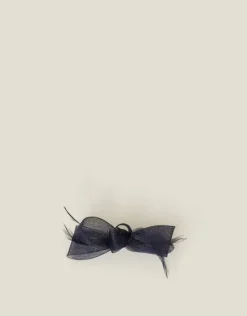 Accessorize Fascinator Feather Bow Hair Clip Blue