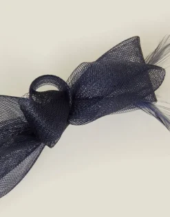 Accessorize Fascinator Feather Bow Hair Clip Blue