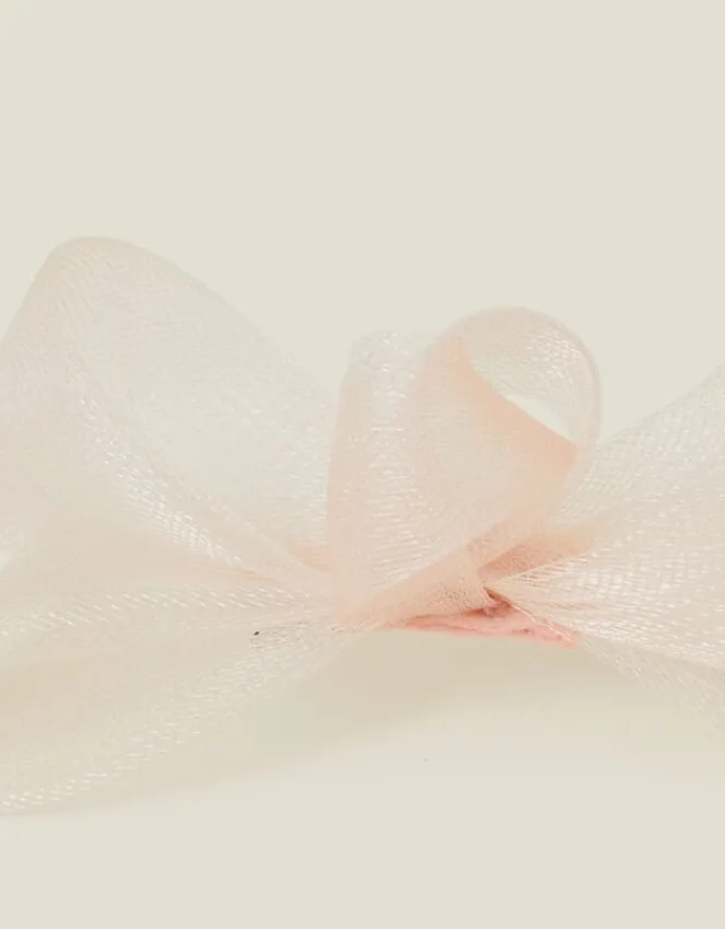 Accessorize Fascinator Feather Bow Hair Clip Pink