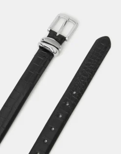Accessorize Faux Croc Skin Belt Black