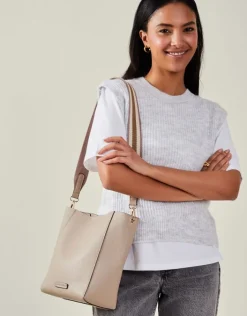 Accessorize Faux Leather Bucket Bag Nude
