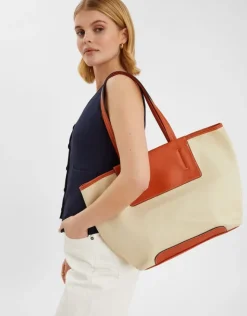 Accessorize Faux Leather Canvas Tote Bag