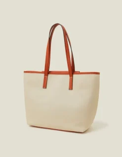 Accessorize Faux Leather Canvas Tote Bag