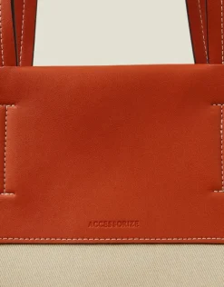 Accessorize Faux Leather Canvas Tote Bag