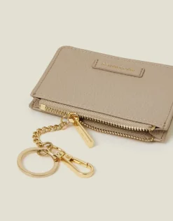 Accessorize Faux Leather Key Chain Purse Mink