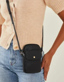 Accessorize Faux Leather Pocket Phone Bag Black