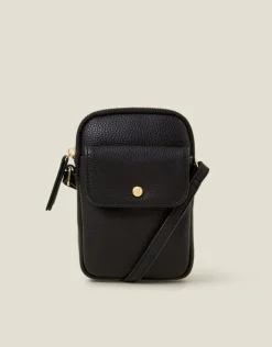 Accessorize Faux Leather Pocket Phone Bag Black