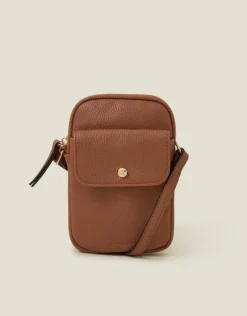Accessorize Faux Leather Pocket Phone Bag Tan