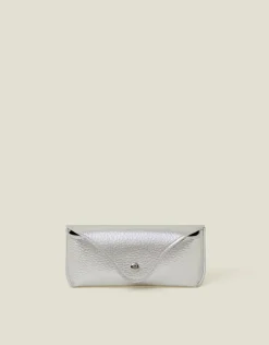 Accessorize Faux Leather Sunglasses Case Silver