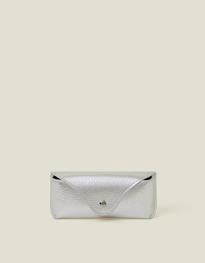 Accessorize Faux Leather Sunglasses Case Silver