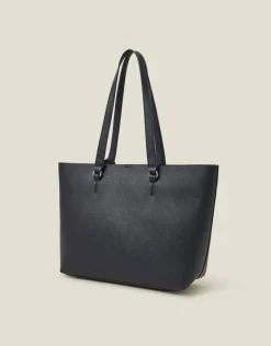 Accessorize Faux Leather Tote Bag Blue