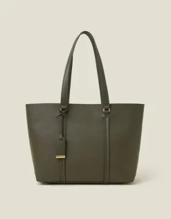 Accessorize Faux Leather Tote Bag Green