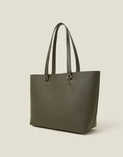 Accessorize Faux Leather Tote Bag Green