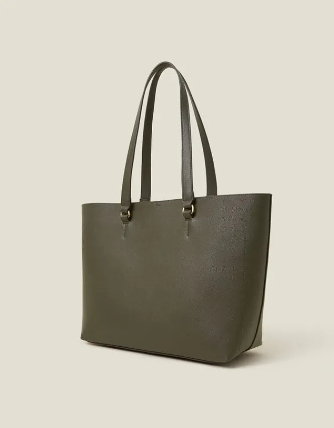 Accessorize Faux Leather Tote Bag Green