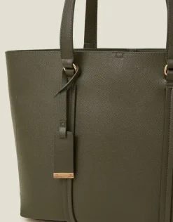 Accessorize Faux Leather Tote Bag Green