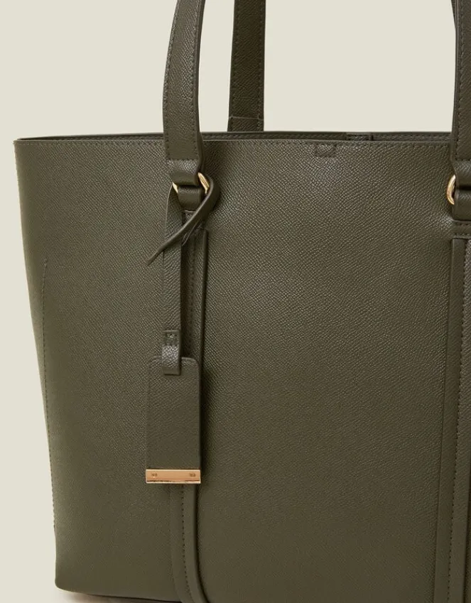 Accessorize Faux Leather Tote Bag Green