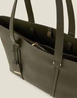 Accessorize Faux Leather Tote Bag Green