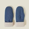 Accessorize Faux Shearling Cuff Denim Mittens