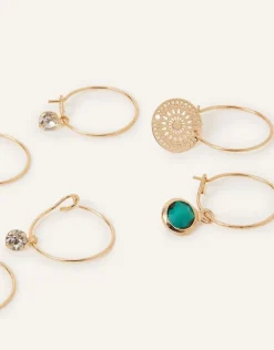 Accessorize Filigree and Stone Hoops Set of Three