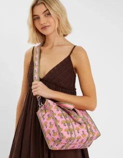 Accessorize Floral Block Print Quilted Handbag