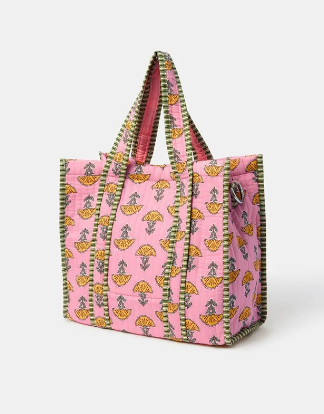 Accessorize Floral Block Print Quilted Handbag