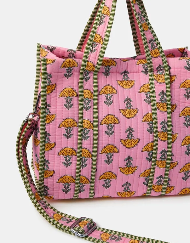 Accessorize Floral Block Print Quilted Handbag