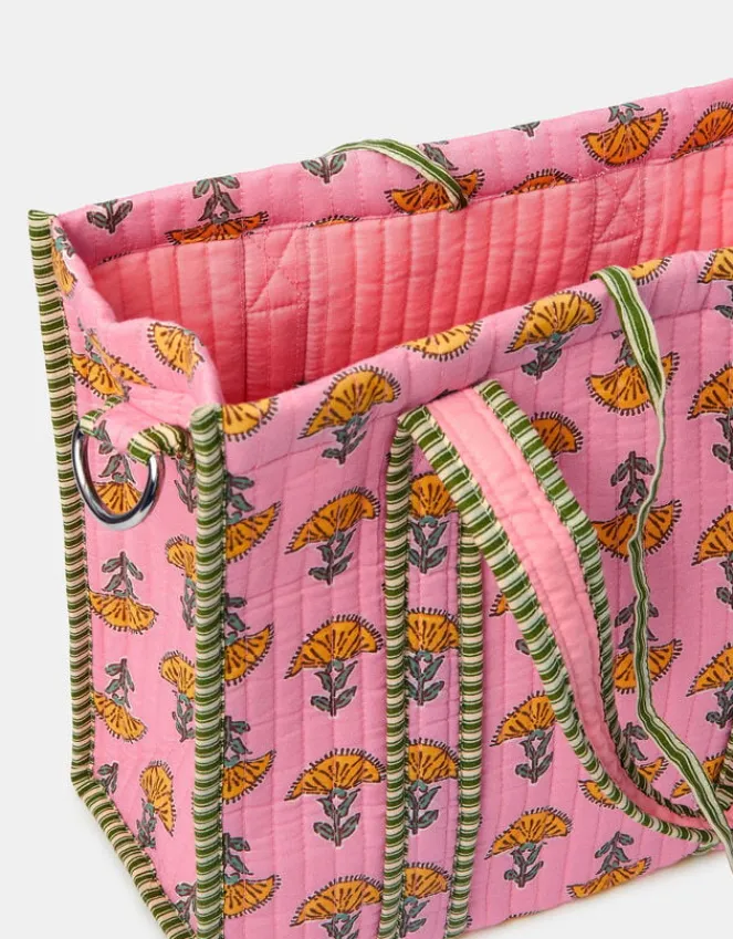 Accessorize Floral Block Print Quilted Handbag