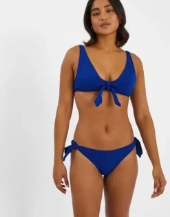 Accessorize Floral Broderie Tie Bikini Bottoms Blue