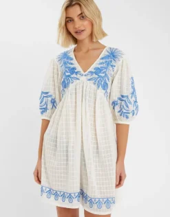 Accessorize Floral Embroidered Beach Cover-Up Dress White