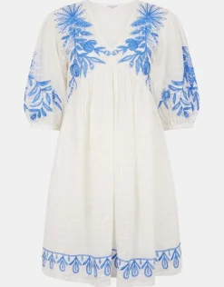 Accessorize Floral Embroidered Beach Cover-Up Dress White