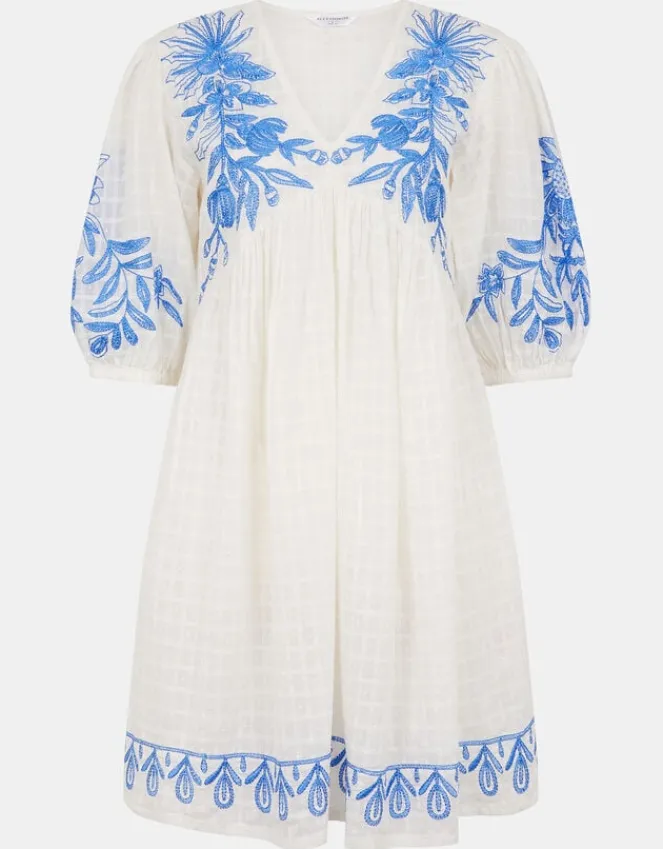 Accessorize Floral Embroidered Beach Cover-Up Dress White