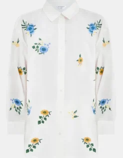 Accessorize Floral Embroidered Cotton Shirt White