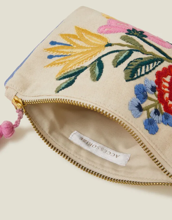 Accessorize Floral Embroidered Cotton Coin Purse