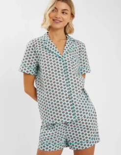 Accessorize Floral Print Cotton Short Pyjamas Set Blue