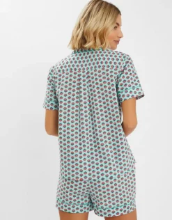 Accessorize Floral Print Cotton Short Pyjamas Set Blue