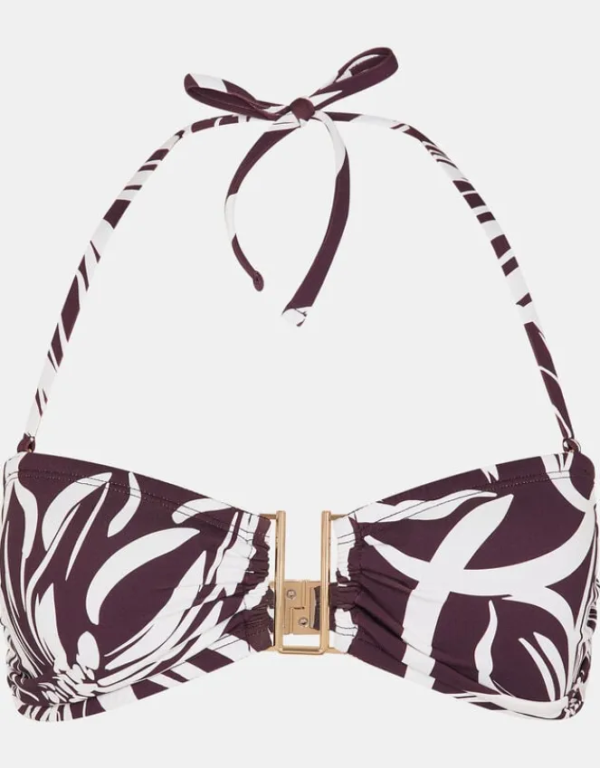 Accessorize Floral Print Halter Bikini Top Brown