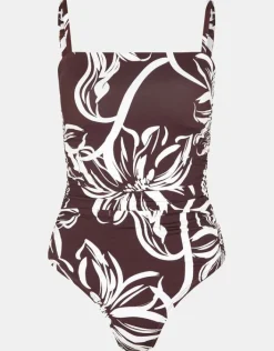 Accessorize Floral Print Swimsuit Brown