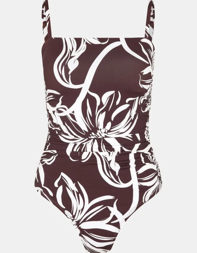 Accessorize Floral Print Swimsuit Brown