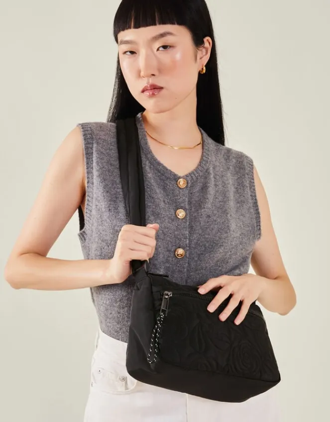 Accessorize Floral Quilted Camera Bag Black