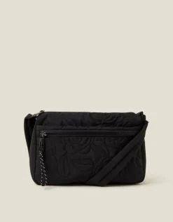 Accessorize Floral Quilted Camera Bag Black