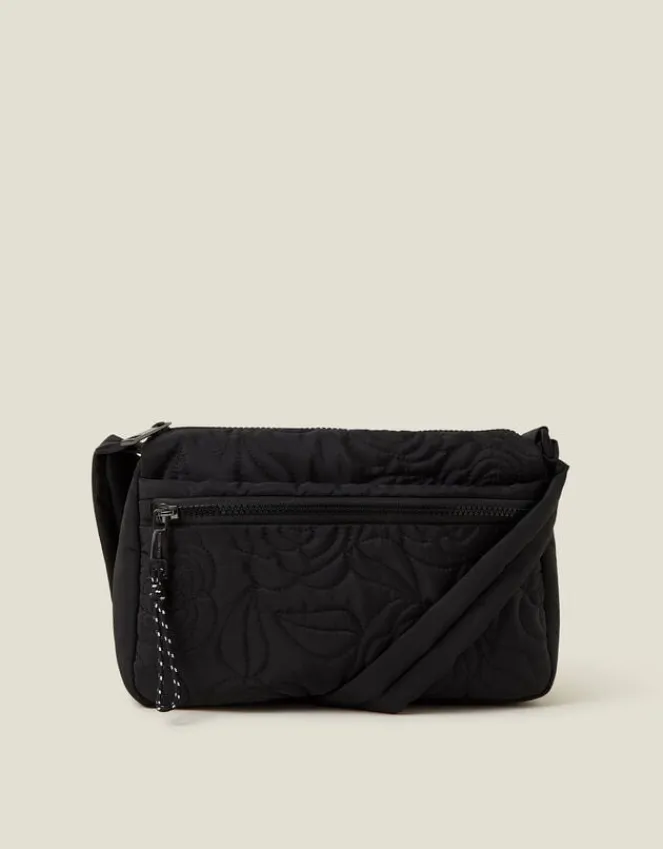Accessorize Floral Quilted Camera Bag Black
