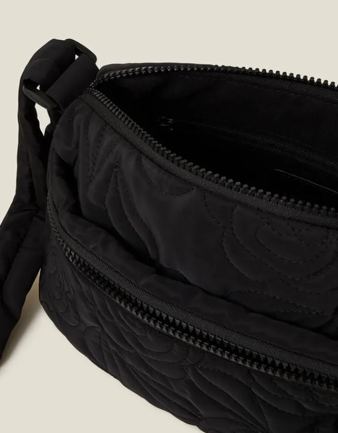 Accessorize Floral Quilted Camera Bag Black