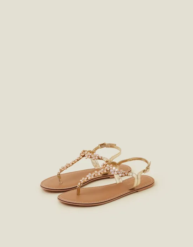 Accessorize Flower Embellished Sandals Cream