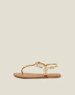 Accessorize Flower Embellished Sandals Cream